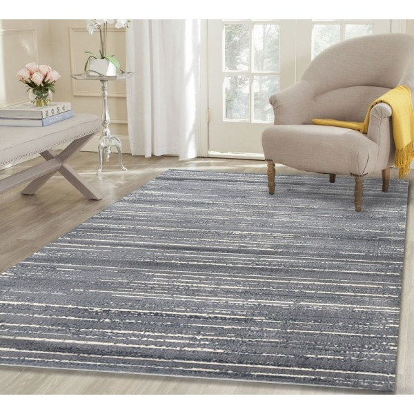 AquaSilk Grey Stripes Silk Design Rug