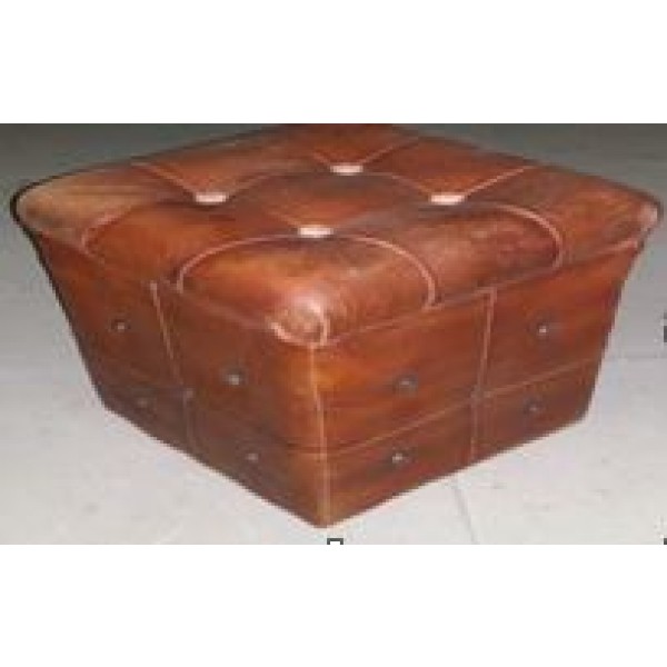 Leather Button Stool