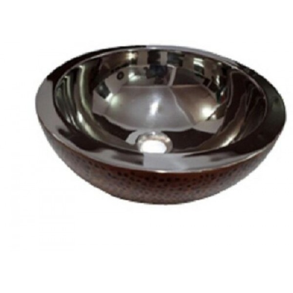 HAND HAMMERED THANOS COPPER-NICKEL POLISHED HANDBASIN ANTIQUE
