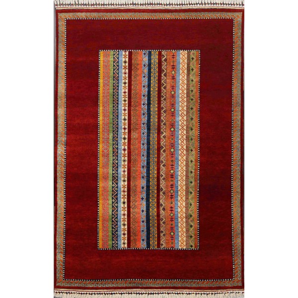Hand Knotted Burgundy color  Wool / Wool Shal Rug-(180 X 270) cm