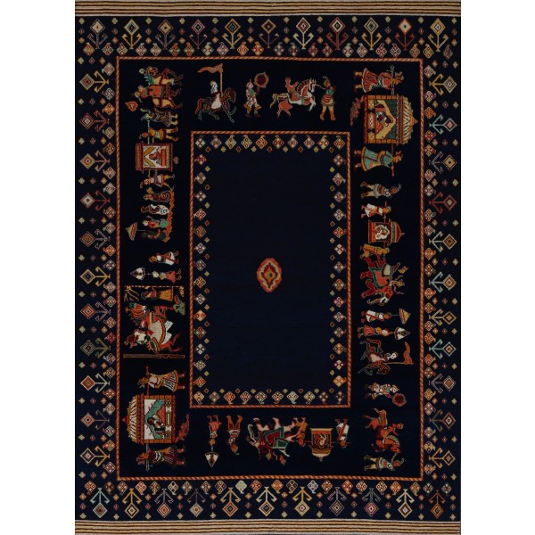 Modern Soumak blue color wool rugs