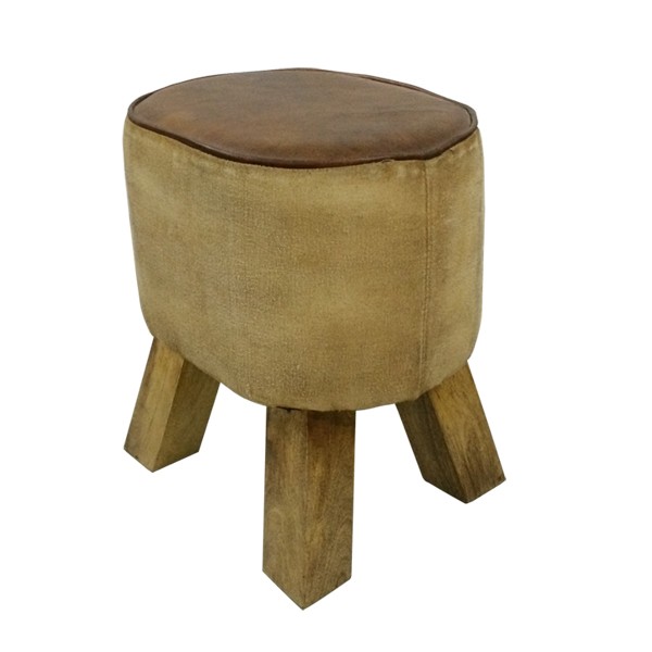 Leather Canvas Stool