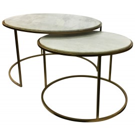 Ares Coffee Table With marble top and solid welded Metal frame SET OF 2