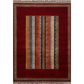 Hand Knotted Burgundy color  Wool / Wool Shal Rug-(170 X 240) cm