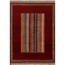 Hand Knotted Burgundy color  Wool / Wool Shal Rug-(140 X 200) cm