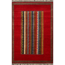 Hand Knotted Red color  Wool / Wool Shal Rug-(180 X 270) cm