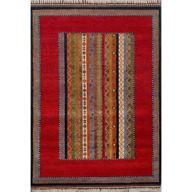 Hand Knotted Red color  Wool / Wool Shal Rug-(170 X 240) cm