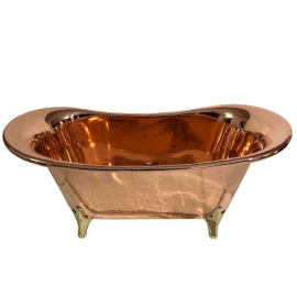 COPPER BATHTUB WITH  POLISHED INTERIOR ANTIQUE HANDMADE HAMMERED