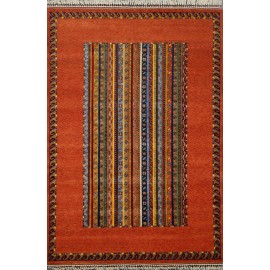 Hand Knotted Orange color  Wool / Wool Shal Rug-(200 X 300) cm