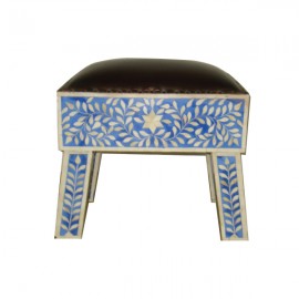 Leather with Bone Inlay Stool